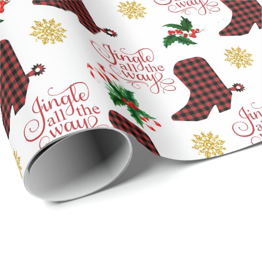 Jingle All Way Cowboy Boot Christmas Geschenkpapier (Rolleneckpunkt)