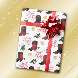 Jingle All Way Cowboy Boot Christmas Geschenkpapier