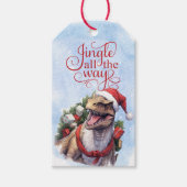 Jingle All Way Dinosaur Santa Claus Geschenkanhänger (Vorderseite)