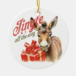 Jingle All Way Donkey Christmas Keramik Ornament