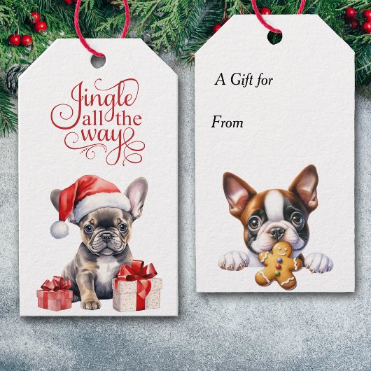 Jingle All Way French Bulldog Christmas Geschenkanhänger