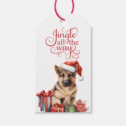 Jingle All Way German Shepherd Dog Christmas Geschenkanhänger (Vorderseite)