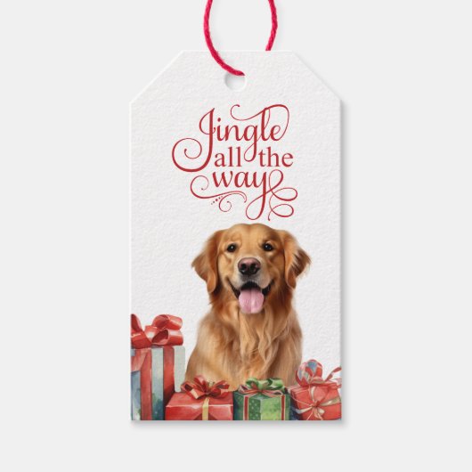 Jingle All Way Golden Retriever Dog Weihnachten Geschenkanhänger (Vorderseite)