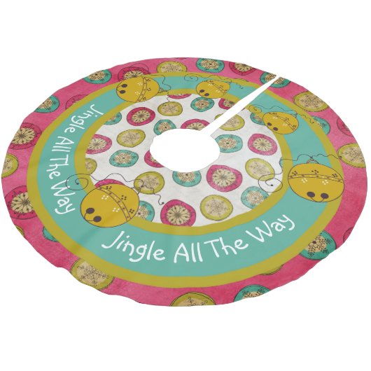 Jingle All Way Holiday Tree Skirt Polyester Weihnachtsbaumdecke (Schrägansicht)