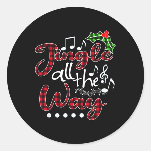 Jingle All way Red Buffalo Karierte Weihnachten Runder Aufkleber (Vorderseite)