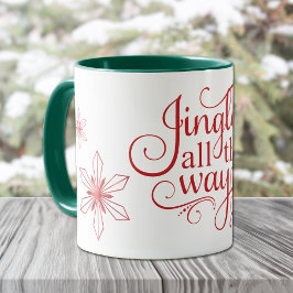 Jingle All Way Red Snowflake Weihnachten Tasse