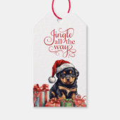 Jingle All Way Rottweiler Puppy Christmas Geschenkanhänger (Vorderseite)