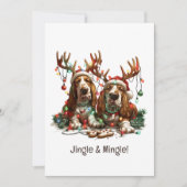 Jingle and Mingle Christmas Basset Hunde Hunde Einladung (Vorderseite)