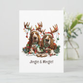 Jingle and Mingle Christmas Basset Hunde Hunde Einladung (Stehend Vorderseite)