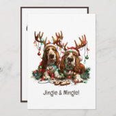 Jingle and Mingle Christmas Basset Hunde Hunde Einladung (Vorne/Hinten)