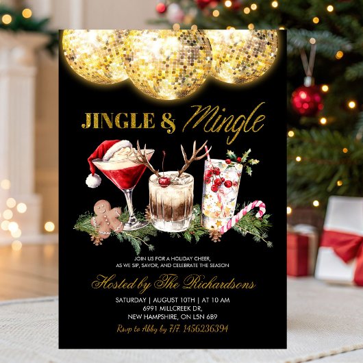 Jingle And Mingle Christmas Disco Cocktail Party Einladung
