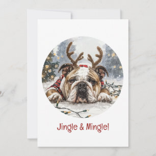 Jingle and Mingle Christmas English Bulldog Einladung