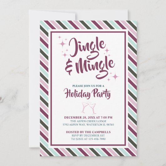 Jingle and Mingle Christmas Holiday Party Strips Einladung (Vorderseite)