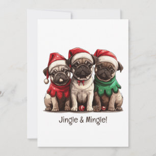 Jingle and Mingle Christmas Mops Hunde Einladung