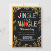 Jingle and Mingle Christmas Party Black and Gold Einladung (Vorderseite)