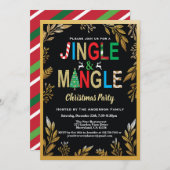 Jingle and Mingle Christmas Party Black and Gold Einladung (Vorne/Hinten)