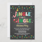 Jingle and Mingle Christmas Party Black and Gold Einladung (Vorderseite)