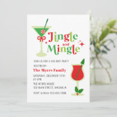 Jingle and Mingle Christmas Party Einladung (Stehend Vorderseite)