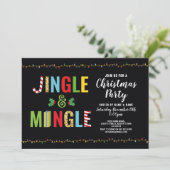 Jingle and Mingle Christmas Party Holly Holidays Einladung (Stehend Vorderseite)