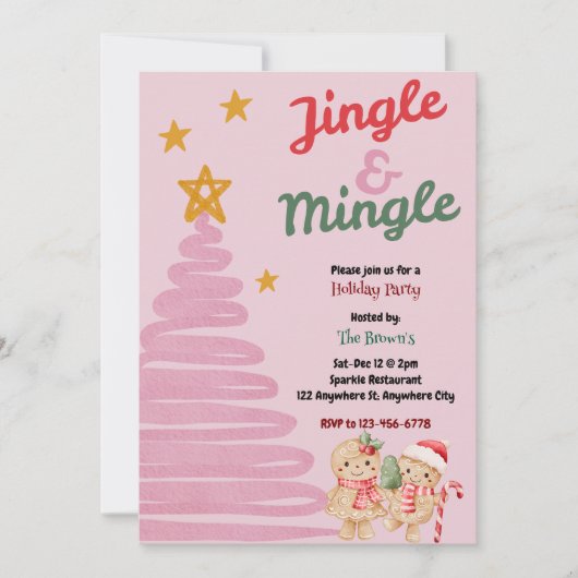 Jingle And Mingle Christmas Party Invitation Einladung (Vorderseite)