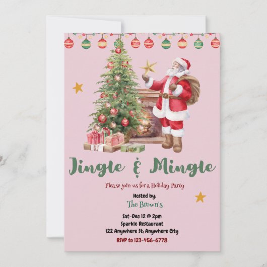 Jingle And Mingle Christmas Party Invitation Einladung (Vorderseite)