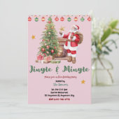 Jingle And Mingle Christmas Party Invitation Einladung (Stehend Vorderseite)