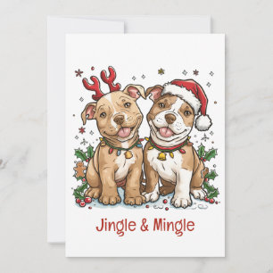 Jingle and Mingle Christmas Pit Bull Hunde Einladung