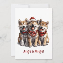 Jingle and Mingle Christmas Shiba Inu Santa Dogs Einladung