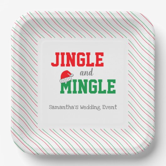 Jingle and Mingle Christmas Wedding Pappteller (Vorderseite)