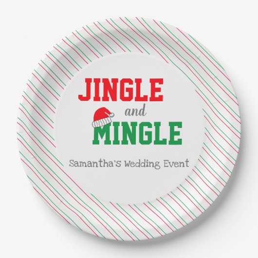 Jingle and Mingle Christmas Wedding Pappteller (Vorderseite)
