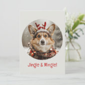 Jingle and Mingle Christmas Welsh Corgi Dog Einladung (Stehend Vorderseite)
