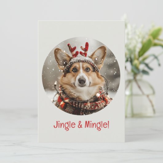 Jingle and Mingle Christmas Welsh Corgi Dog Einladung (Stehend Vorderseite)