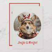 Jingle and Mingle Christmas Welsh Corgi Dog Einladung (Vorne/Hinten)