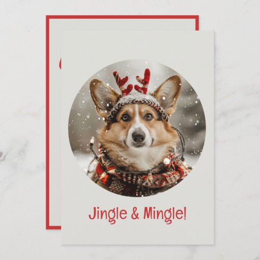 Jingle and Mingle Christmas Welsh Corgi Dog Einladung (Vorne/Hinten)