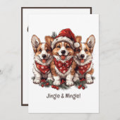 Jingle and Mingle Christmas Welsh Corgi Welppies Einladung (Vorne/Hinten)