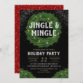 Jingle and Mingle Christmas Wreath Holiday Party Einladung (Vorne/Hinten)