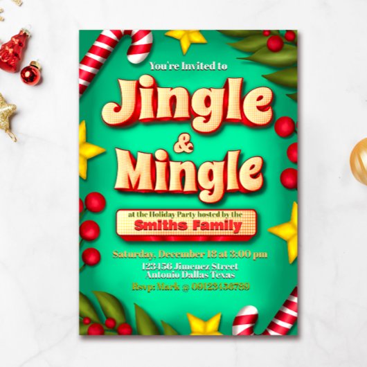 Jingle and Mingle Holiday - Türkis Einladung