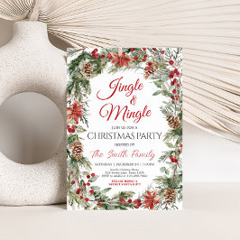 Jingle and Mingle Holly Berries Christmas Party Einladung