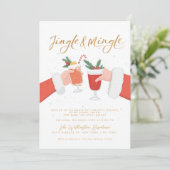 Jingle and Mingle Minimal Christmas Cocktail Party Einladung (Stehend Vorderseite)