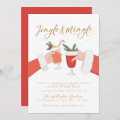Jingle and Mingle Minimal Christmas Cocktail Party Einladung (Vorne/Hinten)