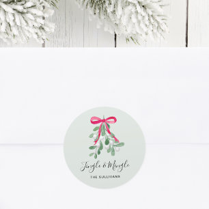 Jingle And Mingle Mistelgrün Weihnachten Runder Aufkleber