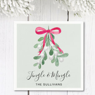 Jingle And Mingle Mistelzweig Grün Weihnachten Serviette