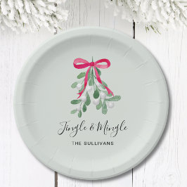 Jingle And MIngle Mistelzweig Grünes Weihnachten Pappteller