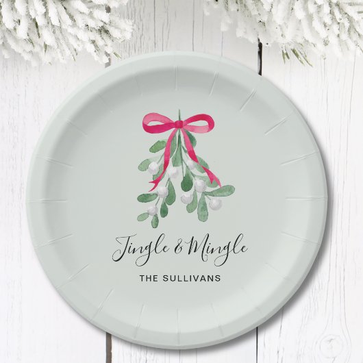 Jingle And MIngle Mistelzweig Grünes Weihnachten Pappteller