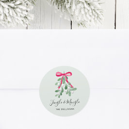 Jingle And Mingle Mistletoe Green Christmas Runder Aufkleber