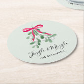 Jingle And Mingle Mistletoe Green Christmas Runder Pappuntersetzer (Angewinkelt)