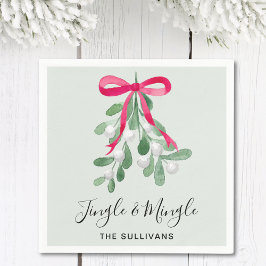 Jingle And Mingle Mistletoe Green Christmas Serviette