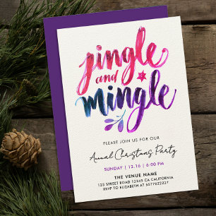Jingle And Mingle Moderne Lila Rosa Pinsel Schrift Einladung