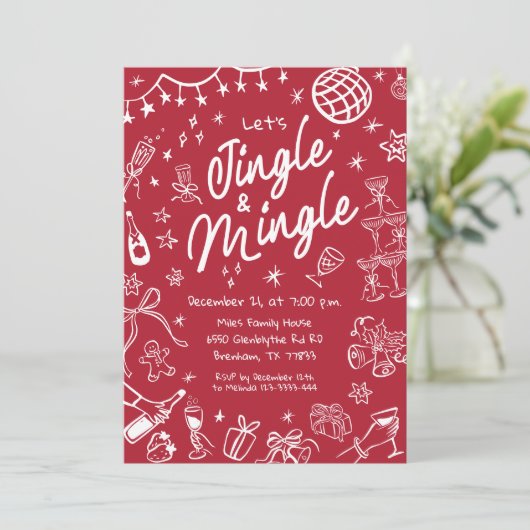 Jingle and Mingle Party Invite, Christmas Party Einladung (Stehend Vorderseite)