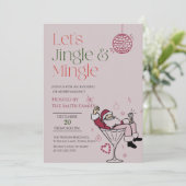 Jingle and Mingle, Santa Cocktail Party Einladung (Stehend Vorderseite)